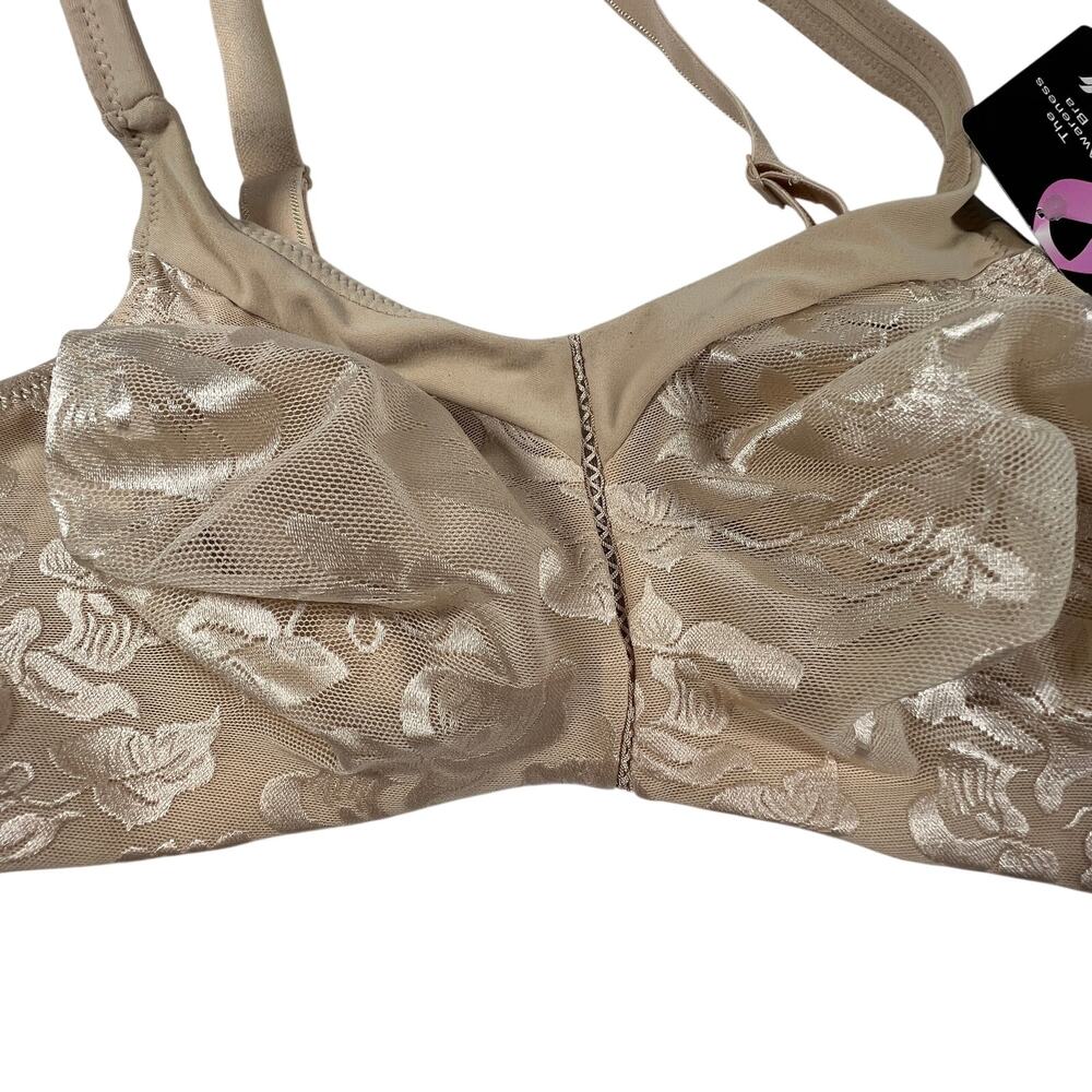WACOAL Awareness Bra Women 40D Beige Floral Seamless Wire Free Soft Cup NEW - Picture 2 of 13